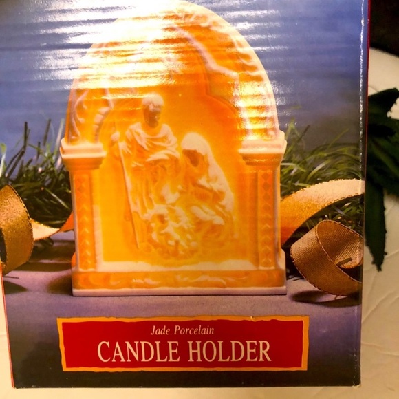 New Jade porcelain Candle Holder Christmas Nativity - Picture 3 of 3